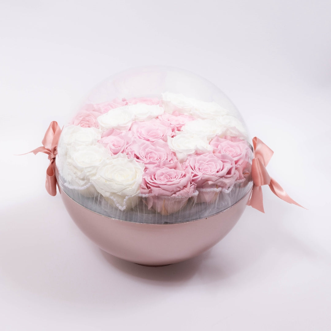 Jardin éternel - Roses blanc et rose