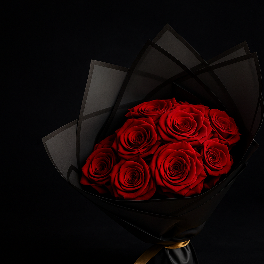 Bouquet of 10 preserved red roses